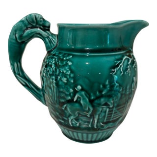 Vintage Wedgwood Etruria & Barlaston Hound-Handle Majolica Pitcher For Sale