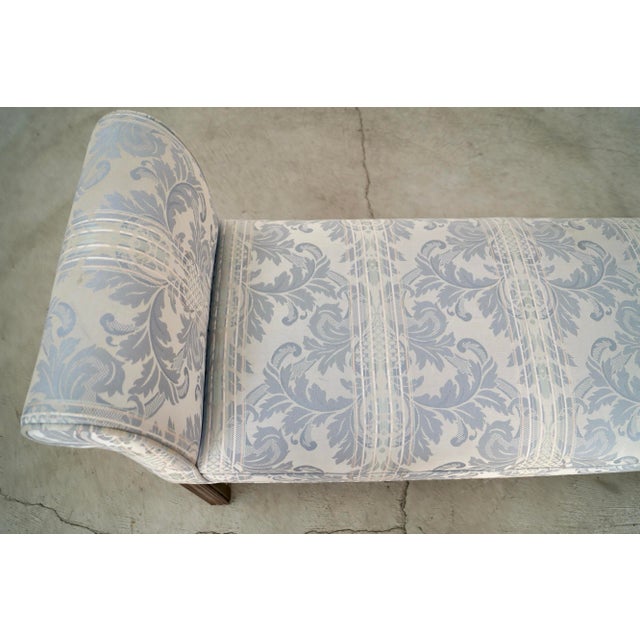 Blue 1970’s Hollywood Regency Scroll Arm Bench For Sale - Image 8 of 12