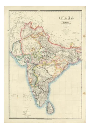 Large Antique Map of India Post Roads and Dak Stations by James Wyld, 1855