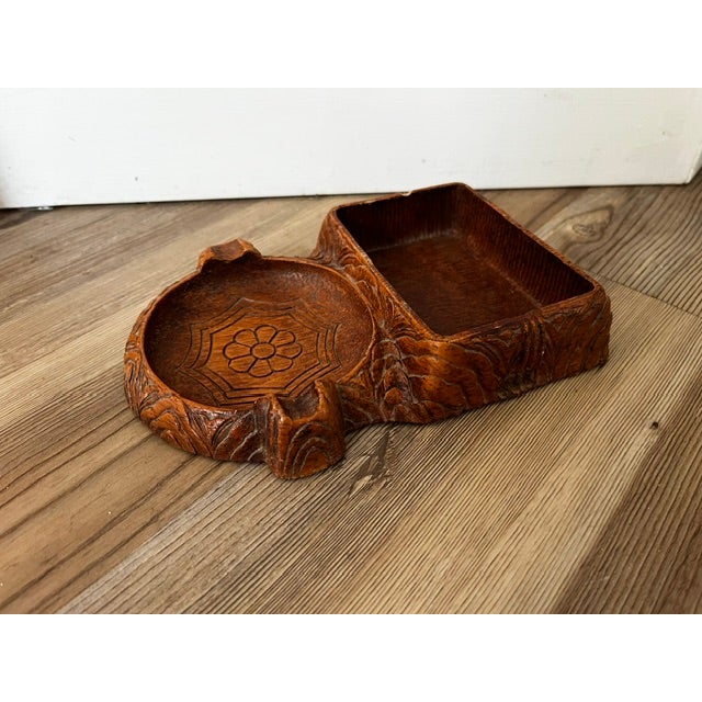 Wood Vintage Mid-Century Modern Syroco Cigarette Box With Ashtray For Sale - Image 7 of 10
