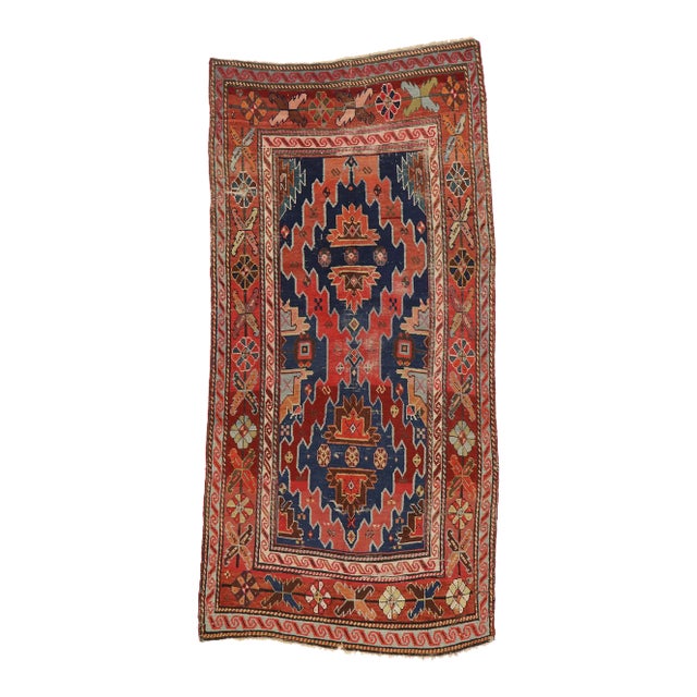 Late 19th Century Antique Russian Caucasian Kazak Rug, 04'00 X 08'00 For Sale