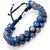 Early 21st Century Lapis Lazuli Stone Two Row Beaded Woven Striking Bracelet For Sale - Image 5 of 10