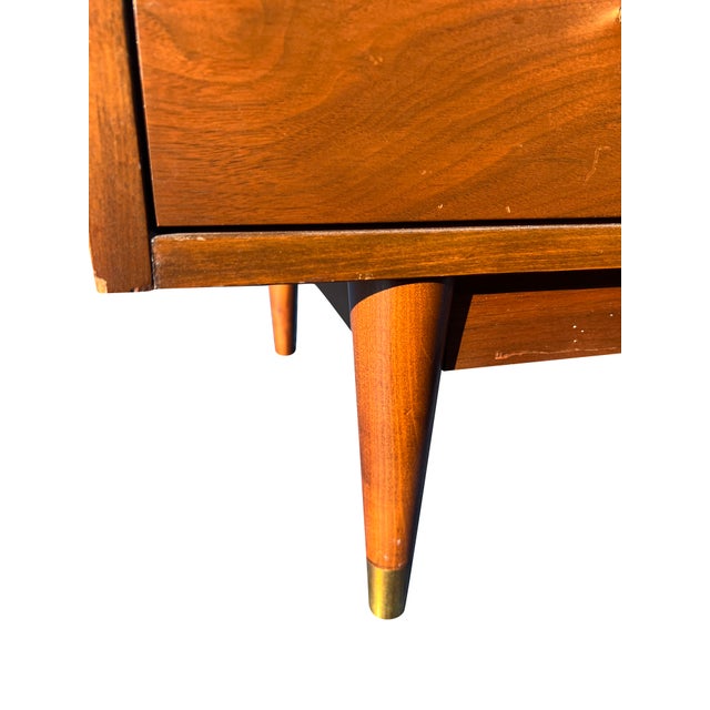 1960s Mid Century Modern Vintage Lowboy Long Dresser With Brass Hardware For Sale - Image 5 of 9