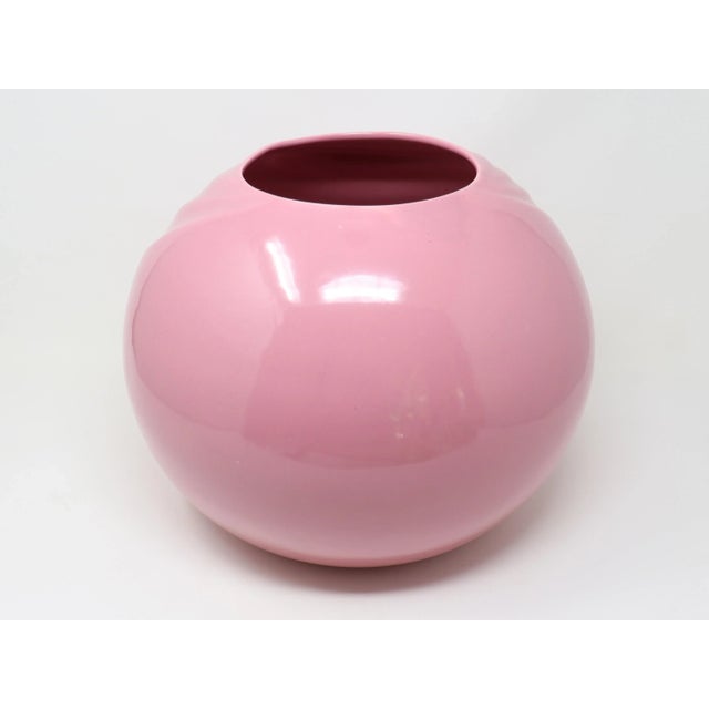 Ceramic Vintage Large Haeger Pottery Pink Postmodern Sphere Vase For Sale - Image 7 of 11