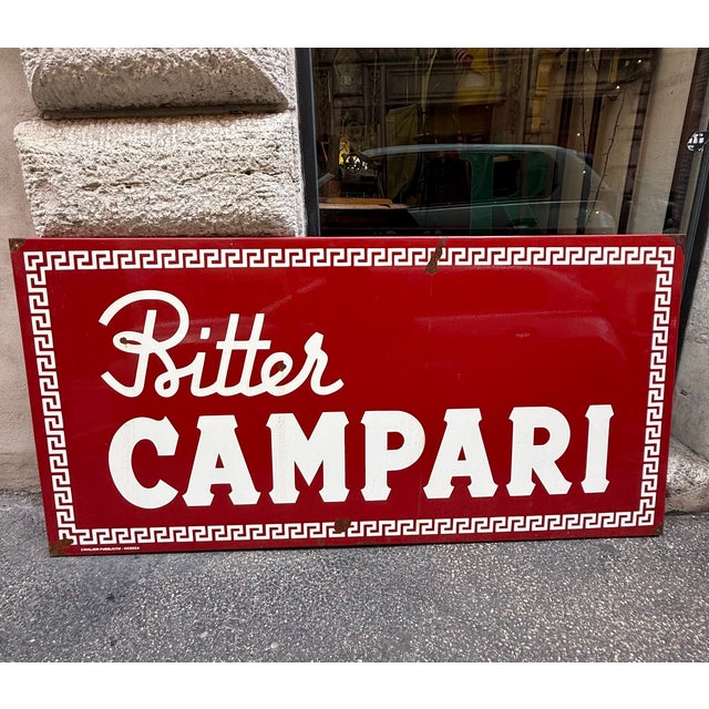 Metal Bitter Campari Sign in Enameled Metal, 1960s For Sale - Image 7 of 7
