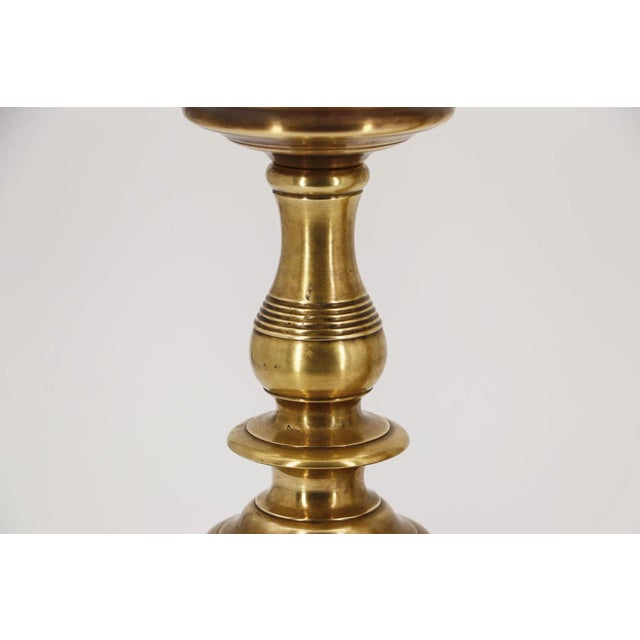Antique 19th Century Large Pair of Portuguese Brass Candle Holders For Sale - Image 6 of 12