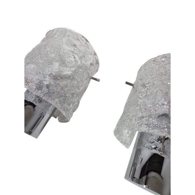 1960s Mid-Century Modern Ice Glass Wall Light in Chrome by Egon Hillebrand for Hillebrand Lighting, 1960s, Set of 2 For Sale - Image 5 of 10