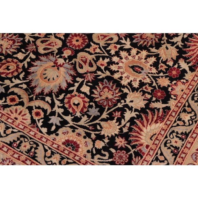 Floral Pak-Persian Black/Tan Wool Rug - 8'1'' X 9'10'' For Sale - Image 4 of 9