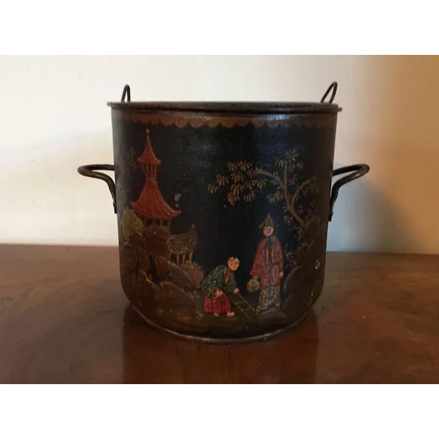 Metal French Louis XV Tole Peinte Cache Pot Plant For Sale - Image 7 of 11
