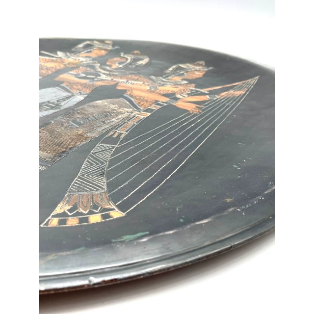 Large Egyptian Wall Plate in Chased Copper, 1980s For Sale - Image 11 of 13