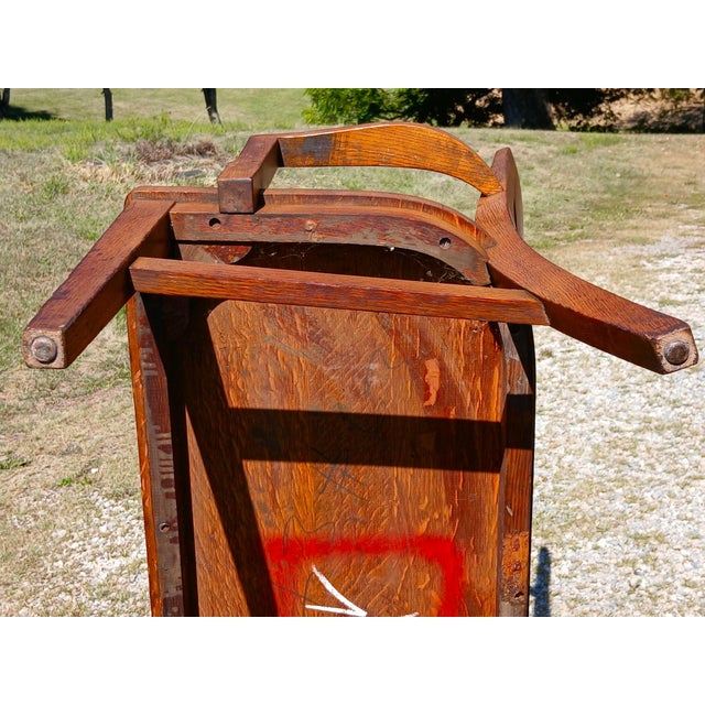 Antique Quartersawn Oak Court House Bench Bl Marble Chair Co Bedford Ohio 1920 For Sale - Image 12 of 14