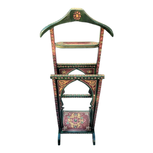 Vintage Wood Hand Painted Folk Art Design Valet Jacket Hanger