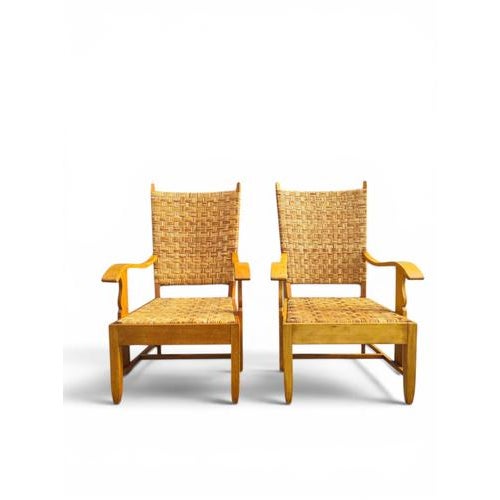 Specifications This vintage armchair showcases a solid beech frame paired with a woven rattan seat and backrest, evoking...