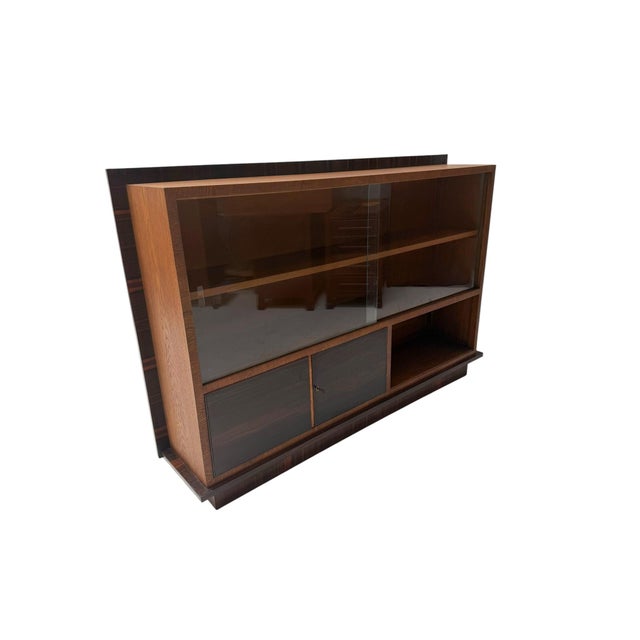 Dutch Art Deco Bookcase in Oak and Macassar Ebony, 1930s For Sale - Image 3 of 11