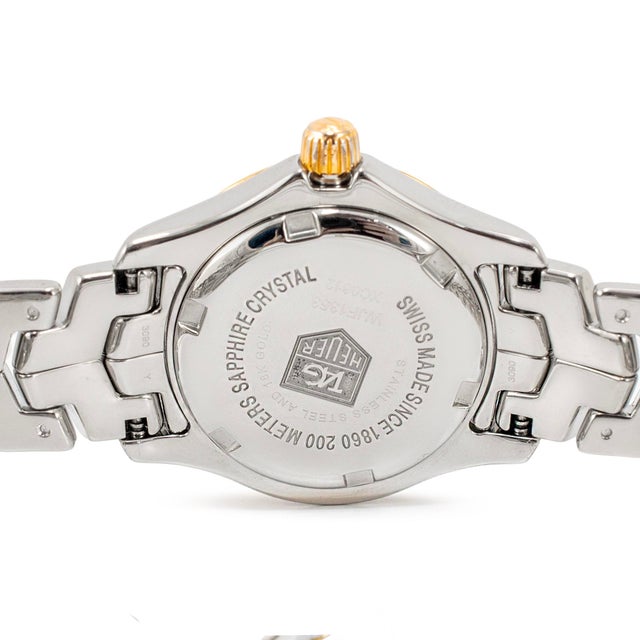 Early 21st Century Ladies Tag Heuer Link Lady 27mm Wjf1353 Mop Diamond Dial Gold Steel Quartz Watch For Sale - Image 5 of 10