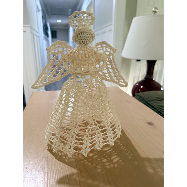 Traditional Vintage Crocheted Angel For Sale - Image 3 of 9