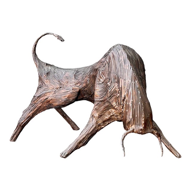 Vintage Metal Abstract Bull Sculpture For Sale