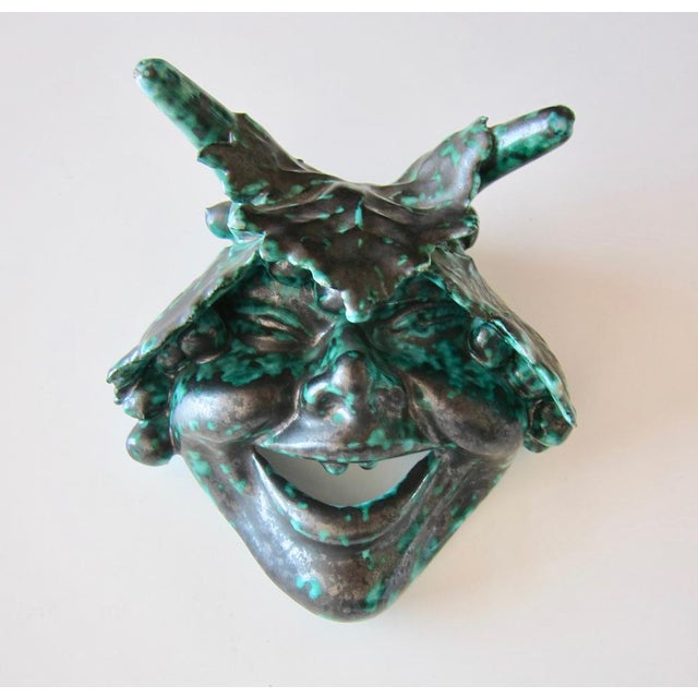 Scandinavian Modern Ceramic Faun Mask Sculpture, 1920s For Sale - Image 6 of 6