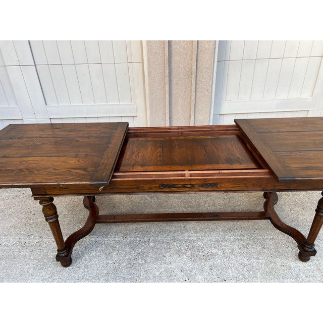 Antique English Oak Refectory Dining Table Jacobean Double Leaf 10 Ft. C1930 For Sale - Image 12 of 18