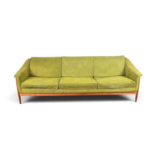 Mid-Century Modern Mid 20th Century Folke Ohlsson Walnut Framed Three Seat Sofa For Sale - Image 3 of 11