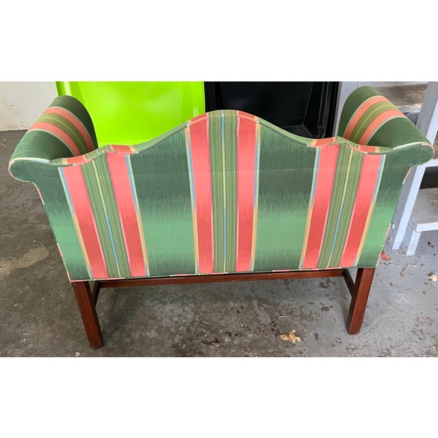 Raspberry Red Vintage Southwood Camel Back Loveseat Sofa Settee For Sale - Image 8 of 12