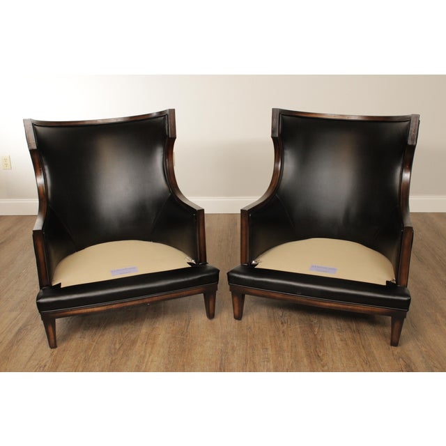 DR Kincaid Black Leather Wide Wing Chairs a Pair Chairish
