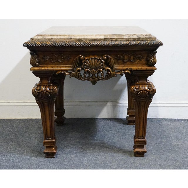 Ashley Furniture Casa Mollino Mediterranean Old World Style 28" Square Accent End Table - Dark Brown Finish W. Granite Top T953-2 For Sale In Kansas City - Image 6 of 9