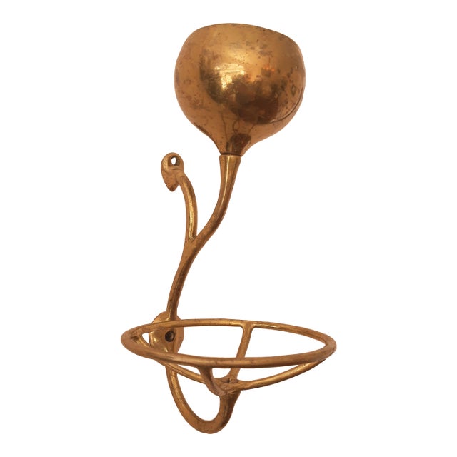 Vintage Wall Mounted Antique Brass Soap Dish Cup Holder For Sale