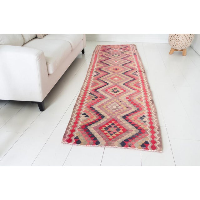 Textile 1950s Handwoven Turkish Kilim With Tribal Motifs For Sale - Image 7 of 10