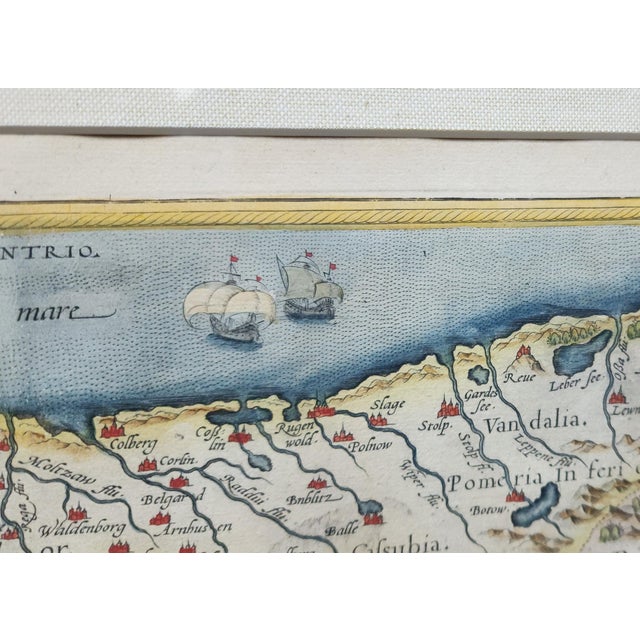 Wood Original Map From 1580s by Ortelius of Parts Baltic, Germany, Poland, Romania For Sale - Image 7 of 9