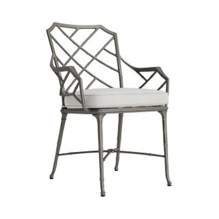 Brown Jordan Calcutta Arm Chair, Mica frame with Fusion Dove fabric For Sale