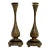 Antique French Embossed Bronze Candle Holders- a Pair For Sale
