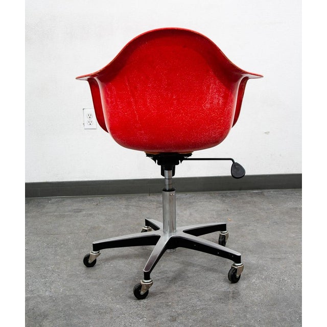Mid Century Modern Lounge Chair Ray Eames Herman Miller Red Arm Shell Modernica For Sale - Image 10 of 12
