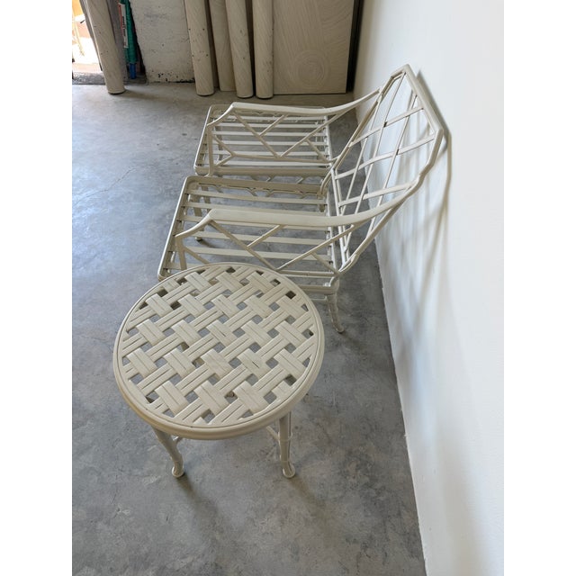 Brown Jordan Calcutta White Aluminum Outdoor Furniture - Set of 3 For Sale - Image 4 of 18