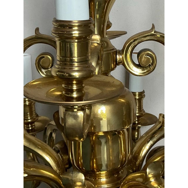 Vintage Regency Dutch Baroque Brass Chandelier For Sale - Image 9 of 10