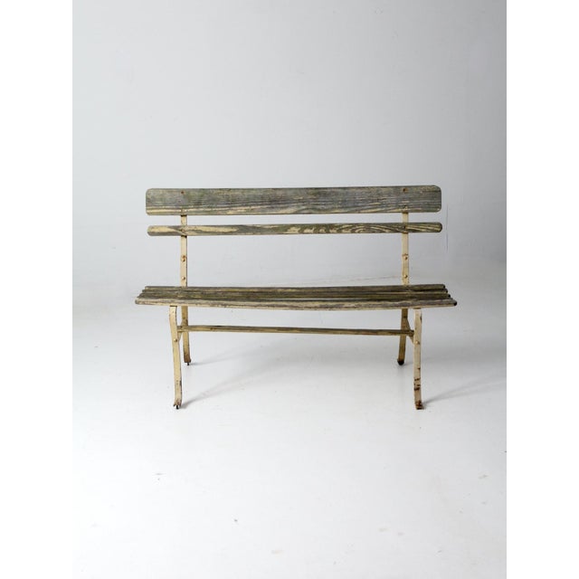 Early 20th Century Vintage Wood Slat Bench For Sale - Image 5 of 12