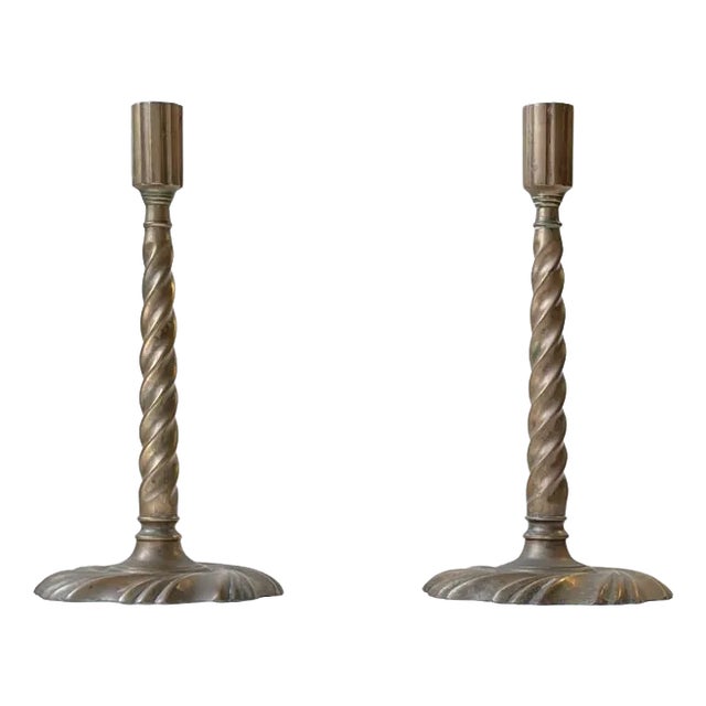19th Century Twisted Gothic Candlesticks in Bronze, Set of 2 For Sale