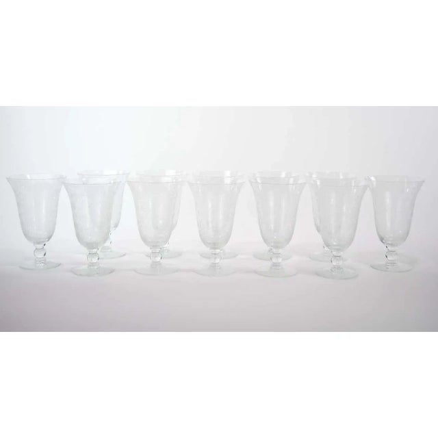 Italian Mid 20th Century Hand-Etched Tableware Glassware Service- Set of 12 For Sale - Image 3 of 11