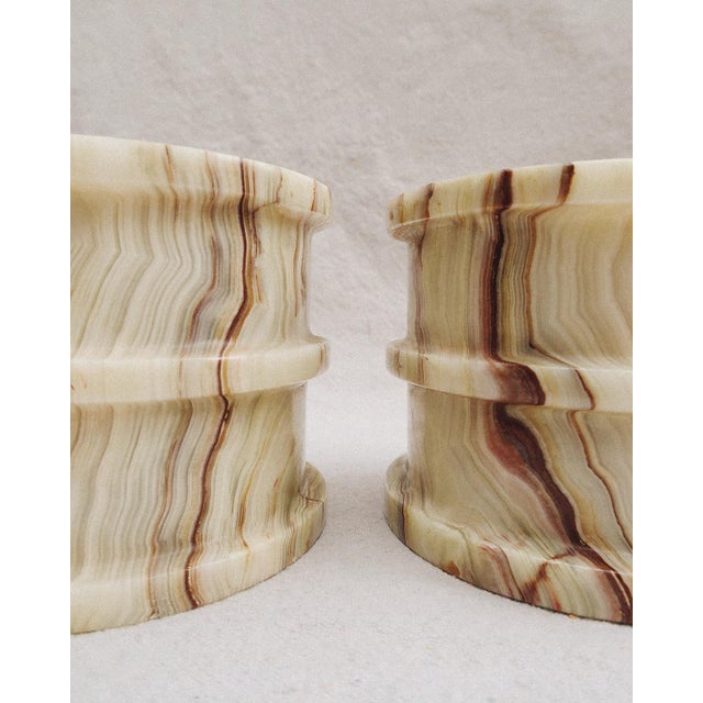 Elegant and durable, these green onyx marble bookends feature natural veining and a polished finish, perfect for adding a...