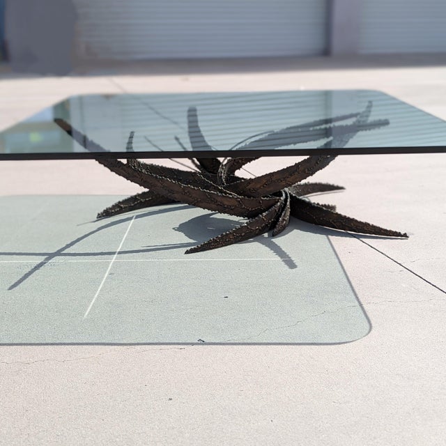 1972 Silas Seandel Brutalist Torch-Cut Coffee Table, Mid-Century, Glass For Sale - Image 10 of 18