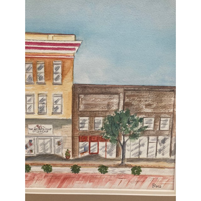 Illustration Original Watercolor of Historic Buildings in Laurens, South Carolina For Sale - Image 3 of 3