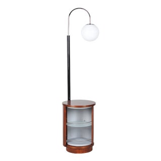 Art Deco Floor Lamp in Walnut by J. Halabala for Up Závody, Czech, 1920s For Sale