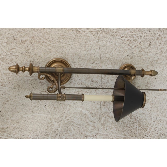 1970s Traditional Chapman Lighted Sconces W. Tole Shades - a Pair For Sale In Philadelphia - Image 6 of 13