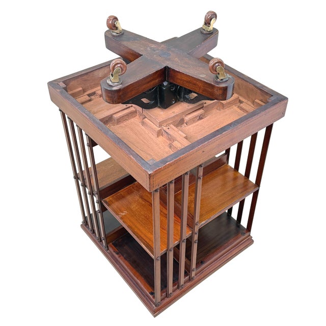 A Very Good Quality And Attractive Late 19th Century Mahogany Revolving Open Bookcase, Having Superbly Figured Quarter...