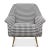 Mid Century style armchair with houndstooth on linen fabric, tightly upholstered cushion backrest, and seat, raised on...