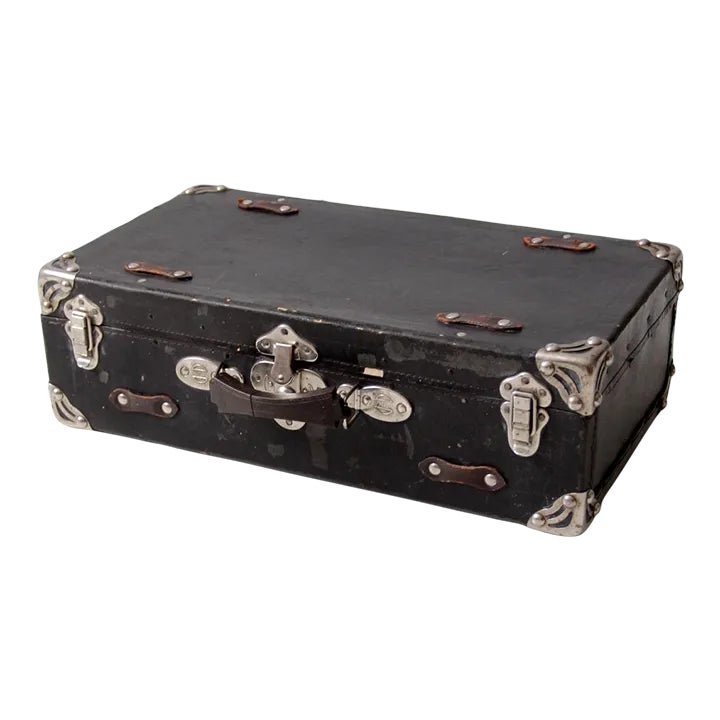 Valise Rigide Vintage JAXON Skychief Des Années 1930 - Noir, 46x26x40 Cm (occasion)