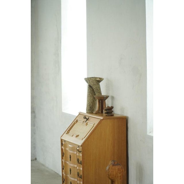 Brown Vintage Danish Oak Drop‑Front Secretaire, 1950s For Sale - Image 8 of 18