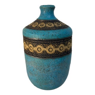 Studio Pottery Vase by S. Thompson With Turquoise Blue Glaze For Sale
