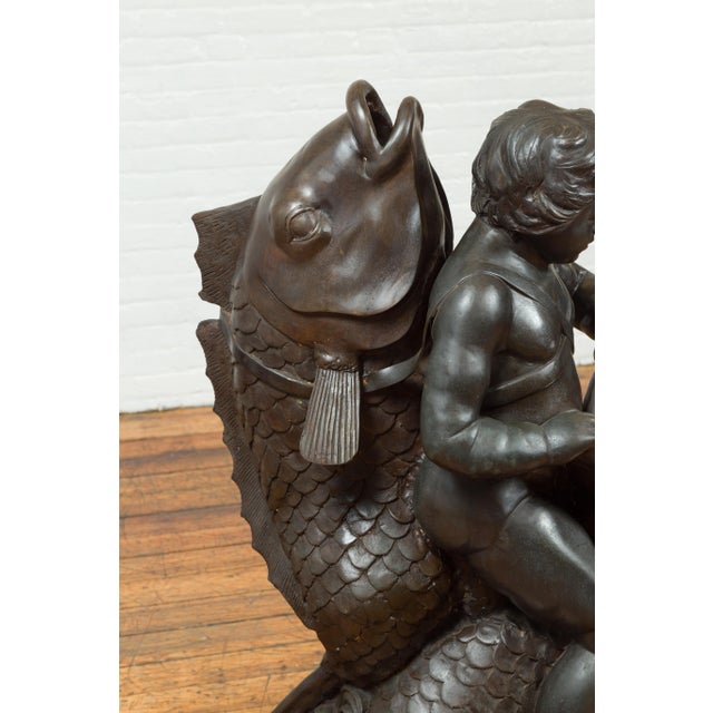 Greco-Roman Bronze Fountain with Putto Riding Dolphin, Lost-Wax Technique For Sale - Image 12 of 15