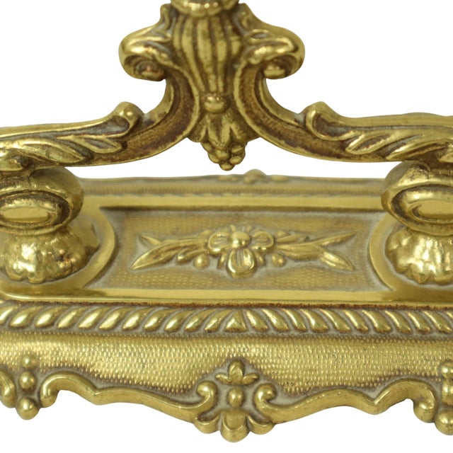 French Baroque Style Gilt Brass Table Mirror, 1950s For Sale - Image 13 of 17